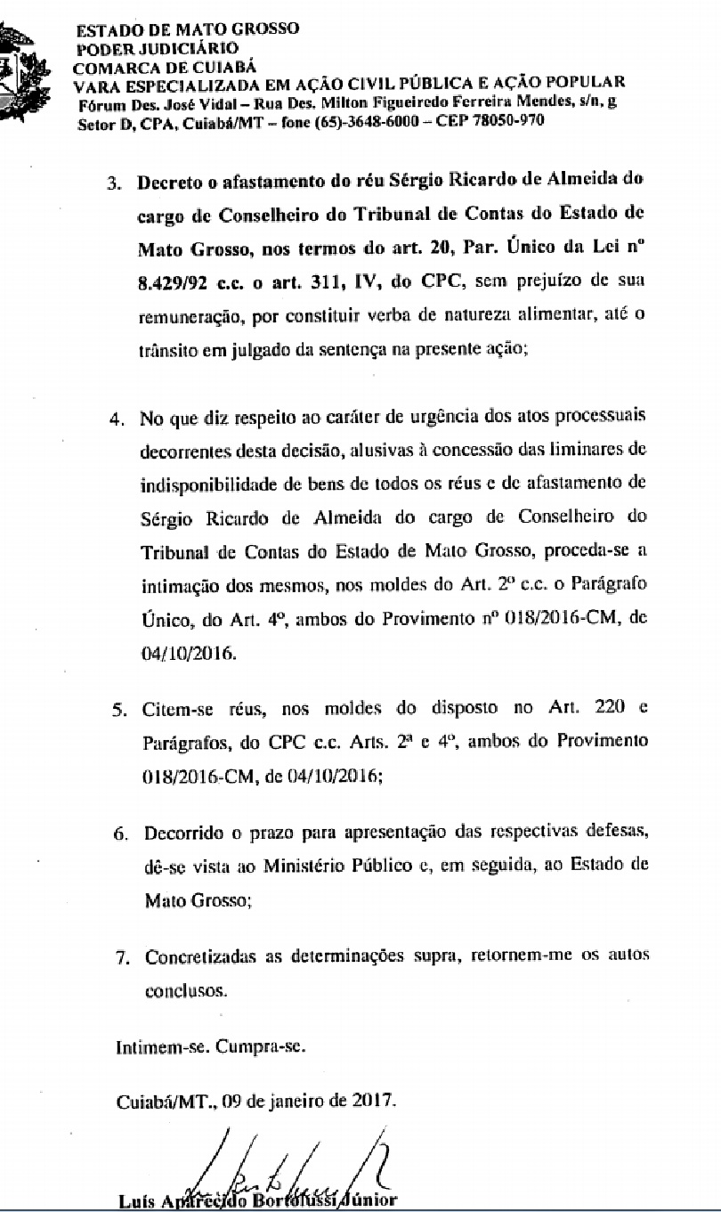 Decreto afastamento S&Atilde;&copy;rgio Ricardo