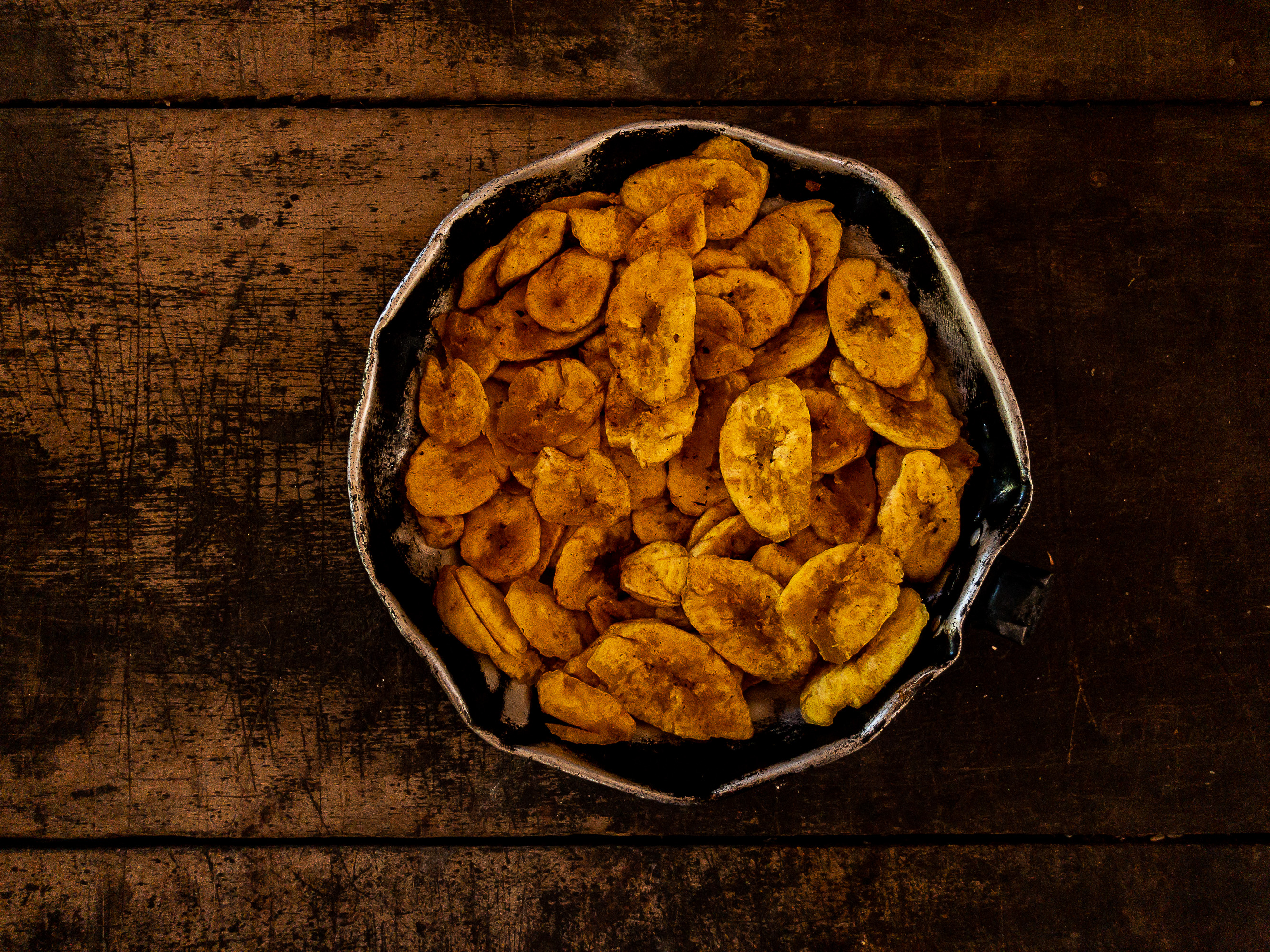 Banana frita servida à reportagem