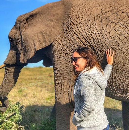 Renata posa com elefantes e outros animais na &iuml;&iquest;&frac12;frica