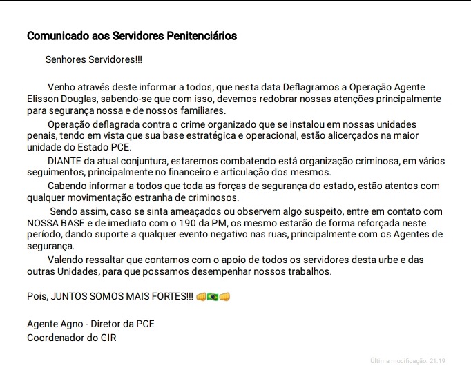 carta aos agentes