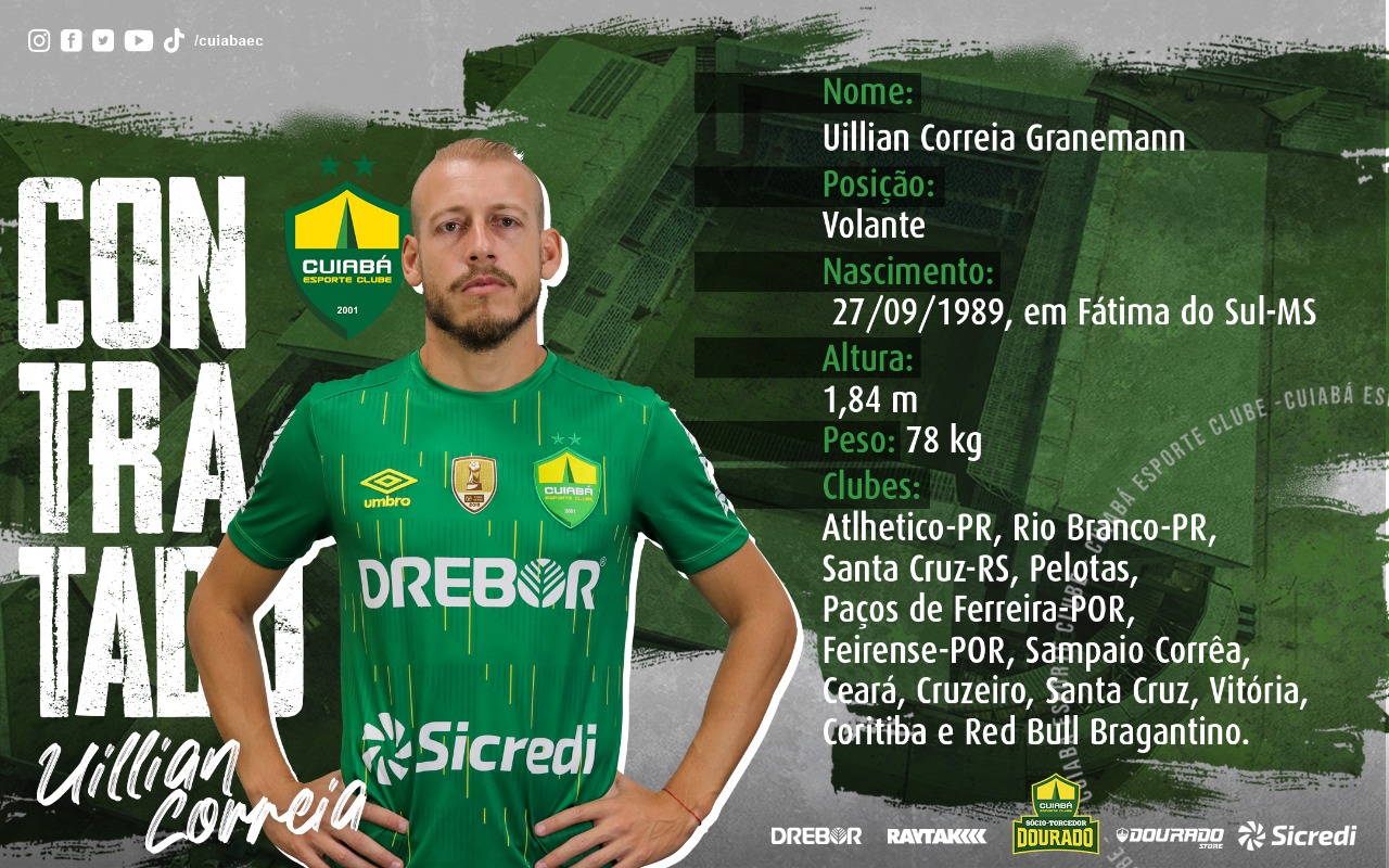 Volante Uillian Correia refor�a o Cuiab�