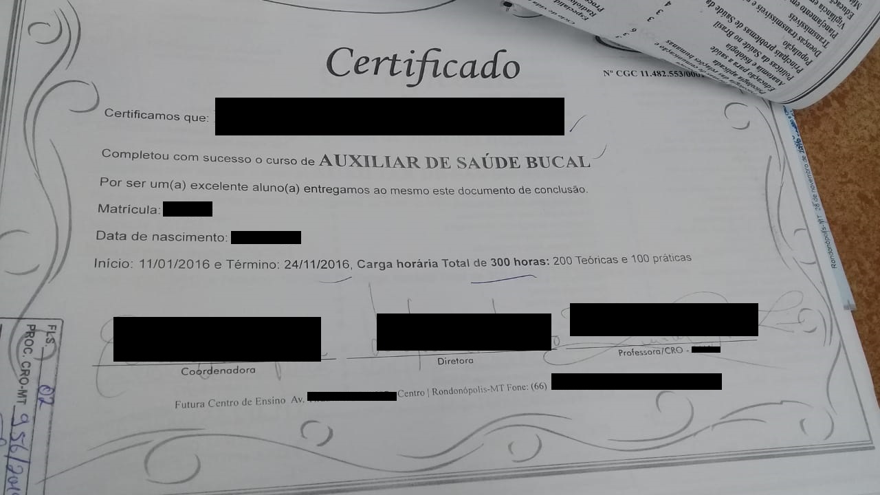 cro mt certificado destista falso