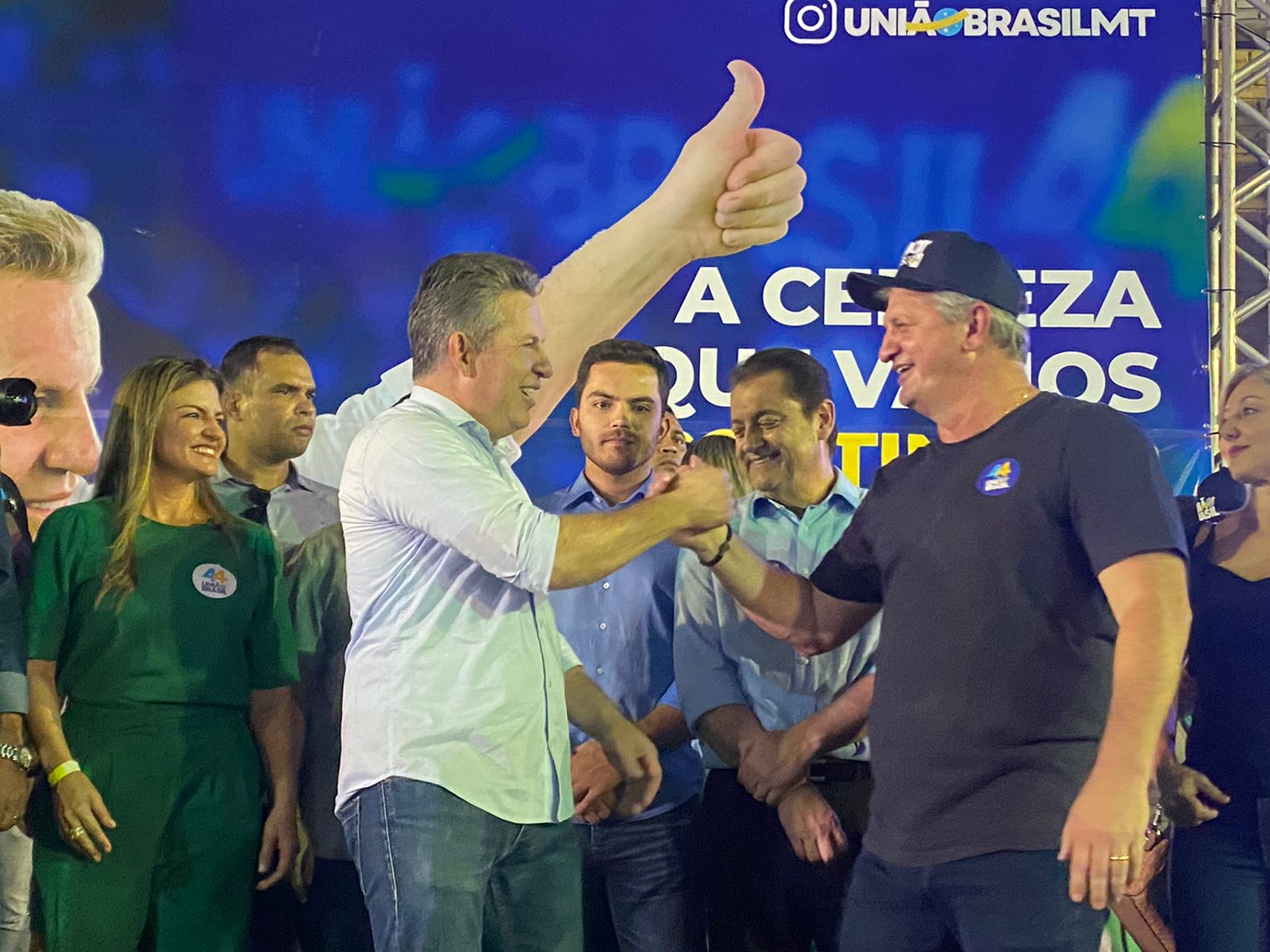 Mauro Mendes e Dilmar Dal Bosco - conven��o do Uni�o Brasil