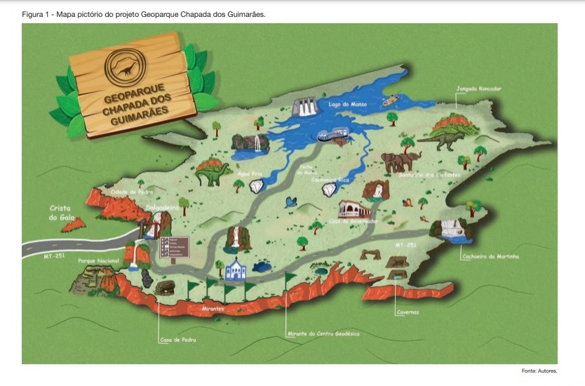 Mapa pict�rio do projeto Geoparque Chapada dos Guimar�es
