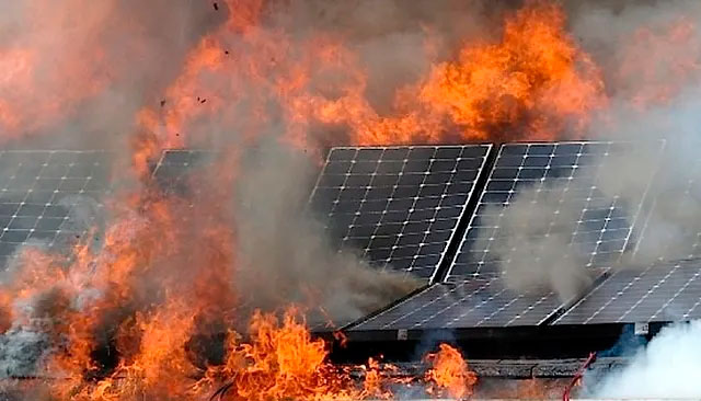 fogo placa solar