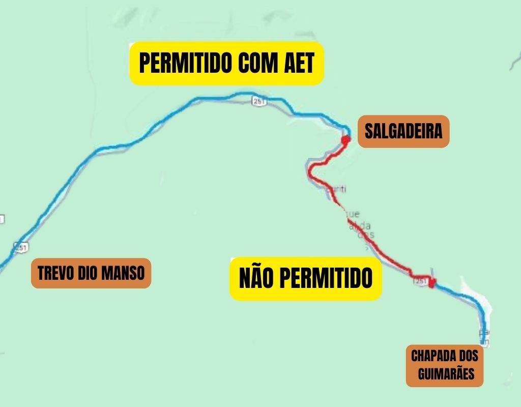 chapada dos guimar�es trecho com restri�es