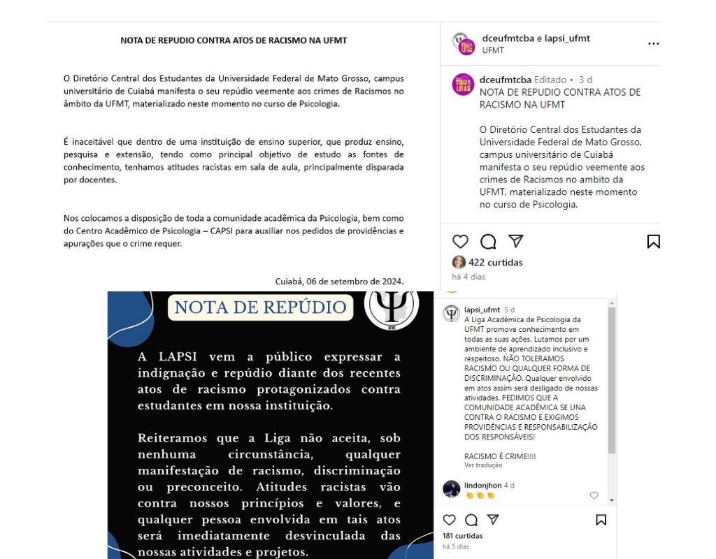 nota de repudio racismo UFMT