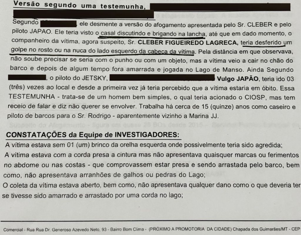 Depoimento contradit&iuml;&iquest;&frac12;rio de testemunha do caso Elaine Stelatto
