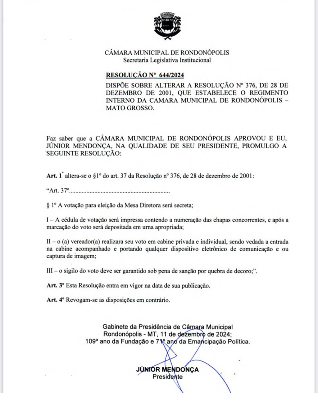 voto secreto rondonopolis