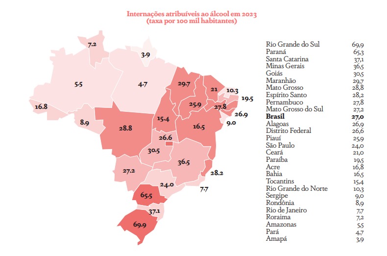 Taxa de interna&iuml;&iquest;&frac12;es atribu&iuml;&iquest;&frac12;veis ao &iuml;&iquest;&frac12;lcool por estados
