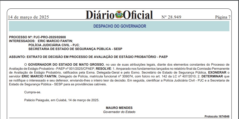 exoneracao delegado