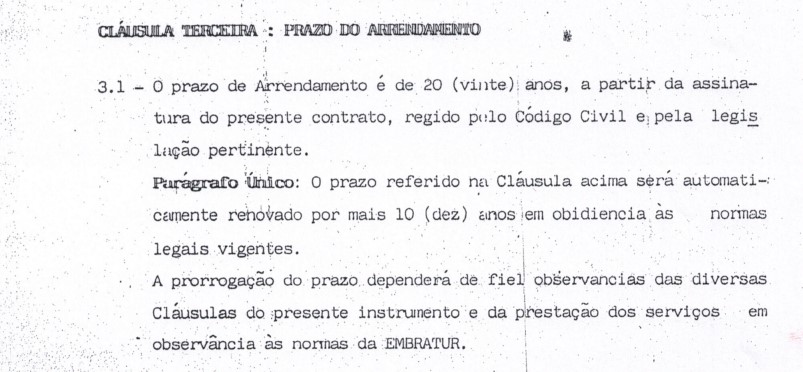 contrato, 1989, arrendamento, Complexo Tur�stico, Parque Estadual de �guas Quentes