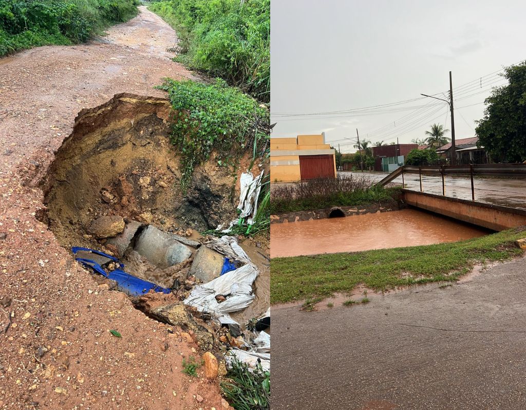 Temporal transborda c�rrego e alaga ruas em C�ceres