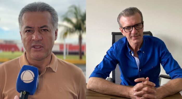 Reydner Roberto Souza e Silva, presidente do Uni&iuml;&iquest;&frac12;o de Rondon&iuml;&iquest;&frac12;polis, e o presidente da Federa&iuml;&iquest;&frac12;&iuml;&iquest;&frac12;o Mato-grossense de Futebol (FMF), Aron Dresch