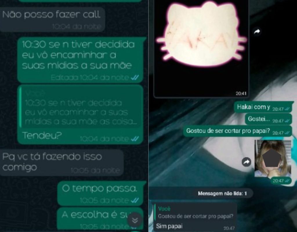Prints mostram adolescente incitando menor a se automutilar pelo WhatsApp