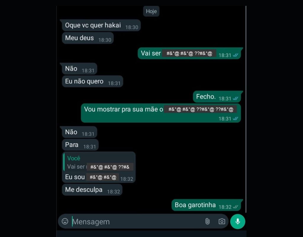 Prints mostram adolescente incitando menor a se automutilar pelo WhatsApp