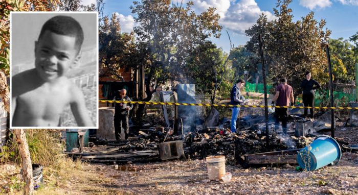Davi Lucas Oliveira Santos, de 5 anos, em um inc�ndio,