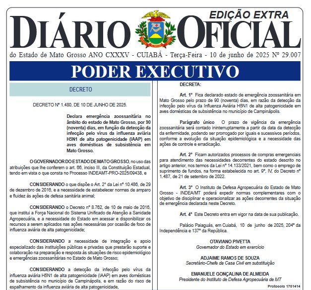 Decreto gripe aviária