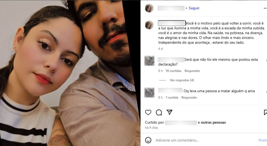 Ana Paula Abreu usou as redes sociais para se declarar ao namorado, Lucas Franca Rodrigues, quatro dias antes de ser morta