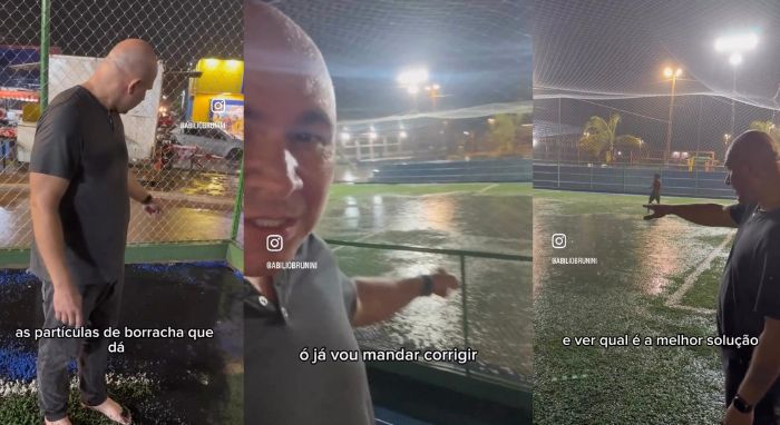 Abilio vistoria campo de futebol no Pedra 90