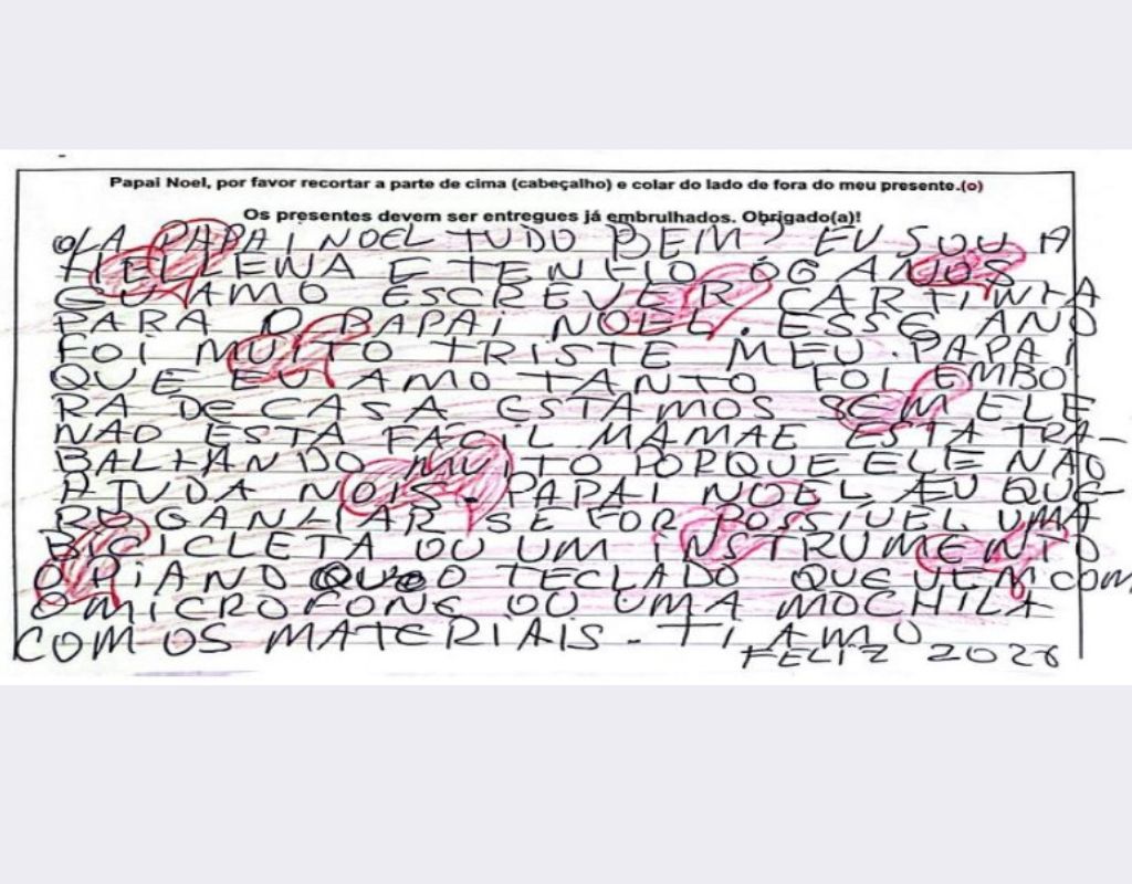 Carta, Menina 6 anos, correios, Papai Noel