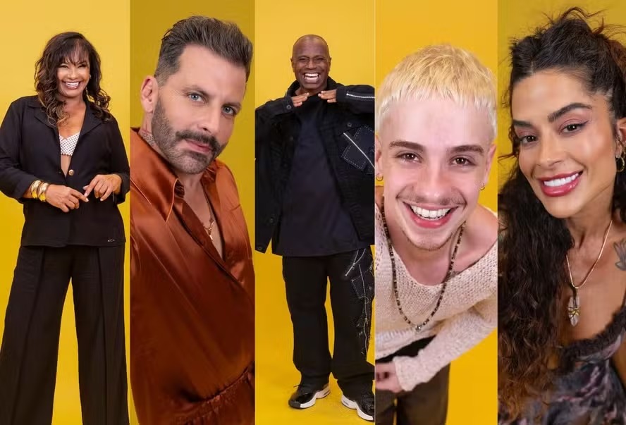 Solange Couto, Henri Castelli, Edilson, Juliano Floss e Aline Campos no BBB 26