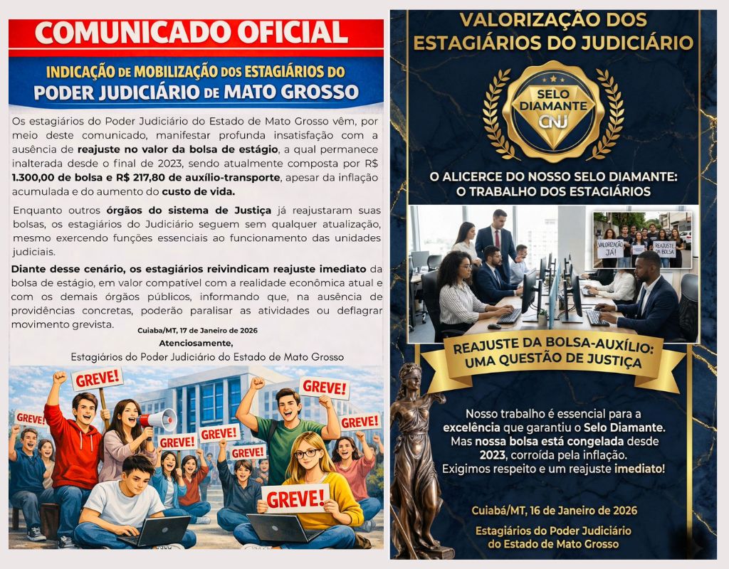 estagiários, TJMT, greve, salário