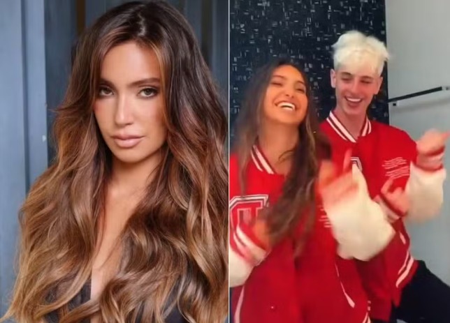 Vanessa Lope e, ao lado, ela com Juliano Floss