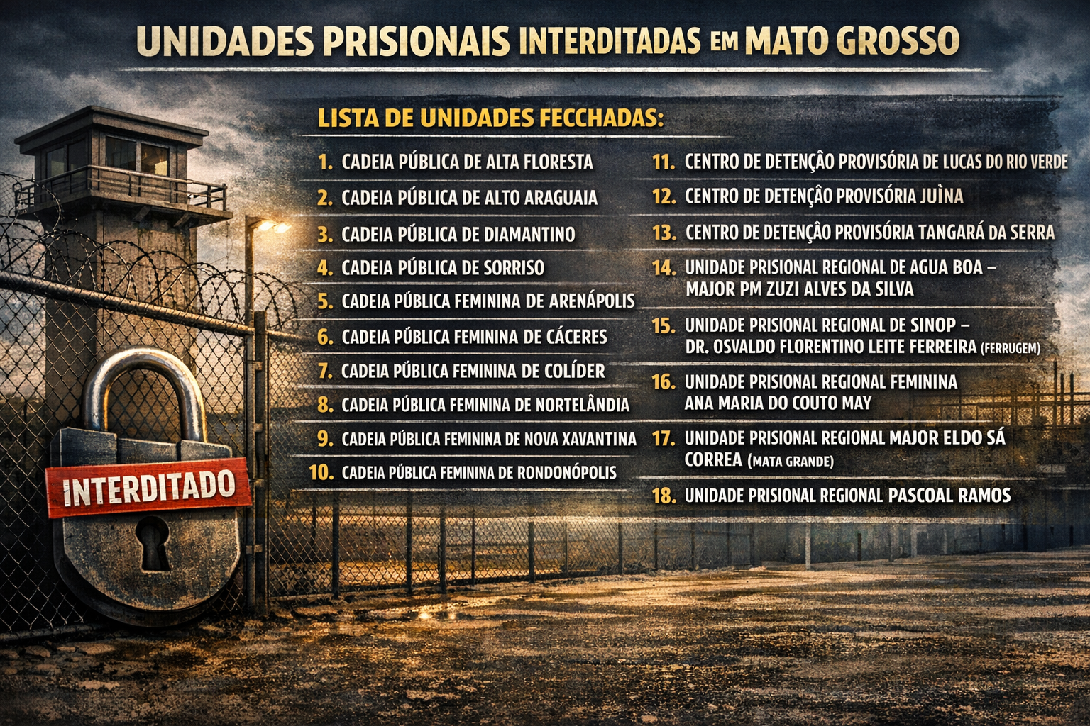 unidades prisionais, interditadas, mato grosso