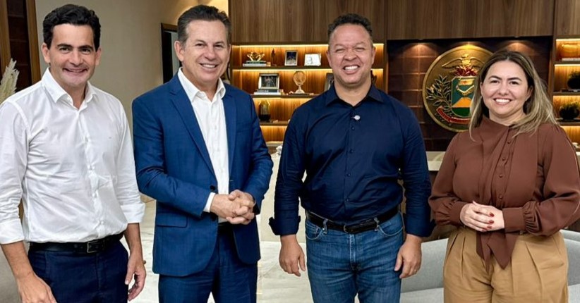Prefeito Cl&iuml;&iquest;&frac12;udio com governador Mauro Mendes