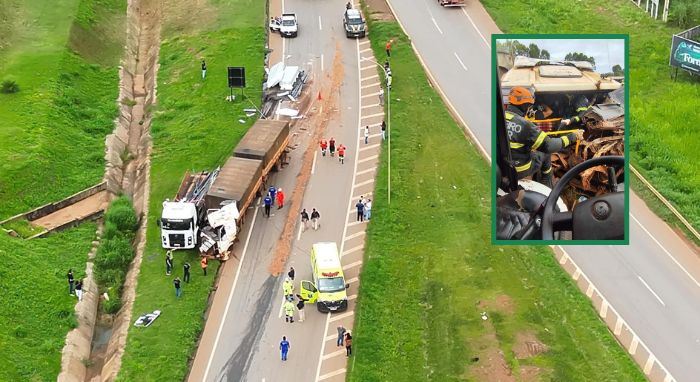 acidente com tr&iuml;&iquest;&frac12;s carretas deixa um morto