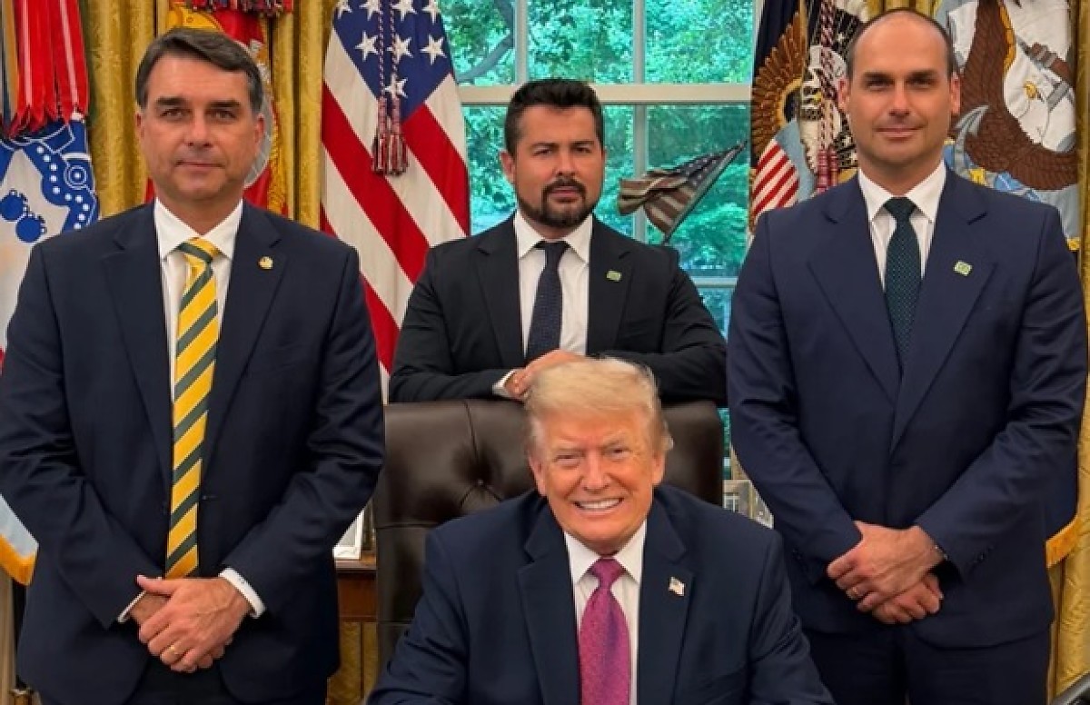 Flávio Bolsonaro, Eduardo Bolsonaro e Donald Trump
