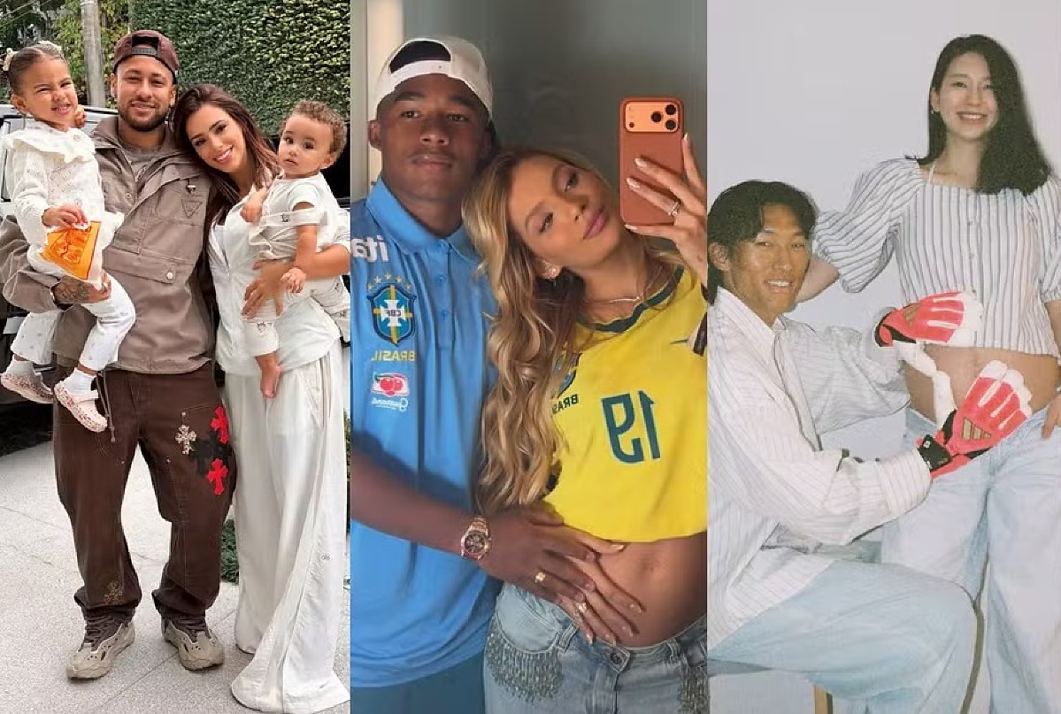Jogadores com esposas gr&aacute;vidas durante a Copa 
