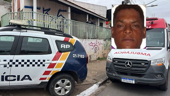 Registro do local do crime na manhã seguinte ao assassinato. No detalhe, a vítima Edvaldo Silva de Jesus
