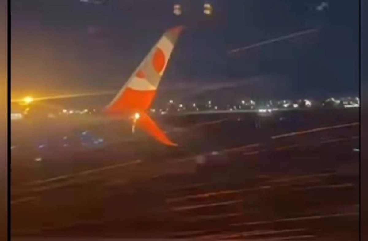 Motor de avião pega fogo Goiânia