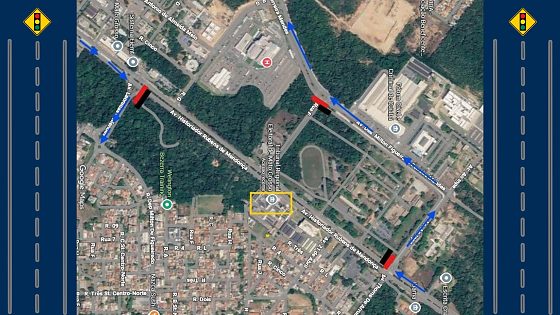 Vias no entorno do TRE-MT