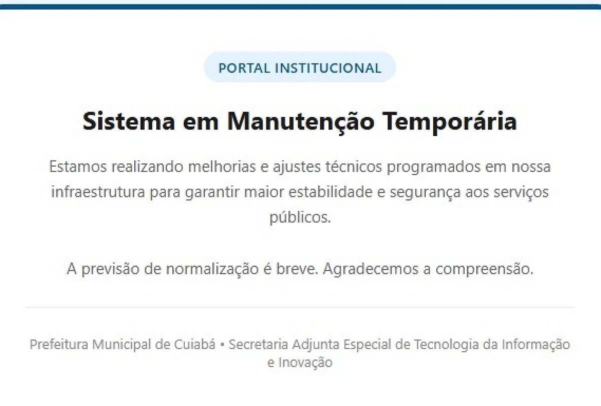 Prefeitura de Cuiabá tira site do ar após identificar vulnerabilidade de segurança