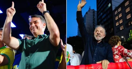Flávio Bolsonaro (PL) e Lula (PT) 
