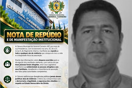 Vereador Marco Aurélio Bento de General Carneiro nota de repudio